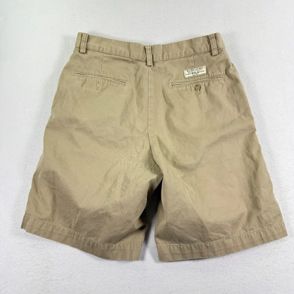 Vintage Polo Ralph Lauren Tyler Shorts Mens 30 Double Pleated Khaki Chino Tan